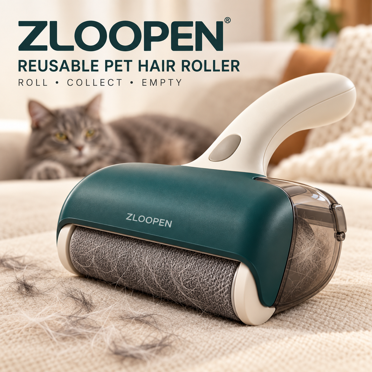 ZLOOPEN® Pet Hair Remover Roller – Reusable Cleaning Tool for Sofas, Clothes and Car Upholstery