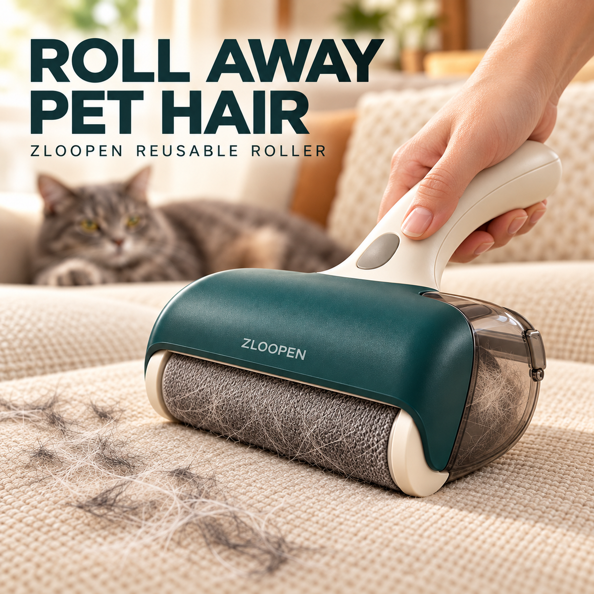 ZLOOPEN® Pet Hair Remover Roller – Reusable Cleaning Tool for Sofas, Clothes and Car Upholstery
