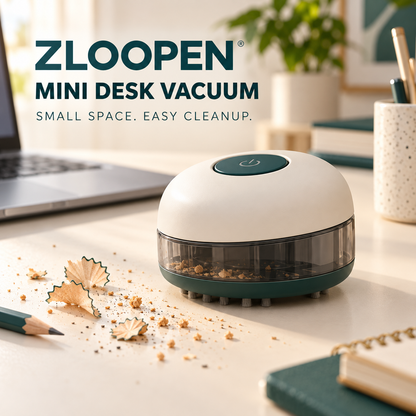 ZLOOPEN® Mini Desk Vacuum – Cordless Desktop Cleaner with Detachable Dust Cup