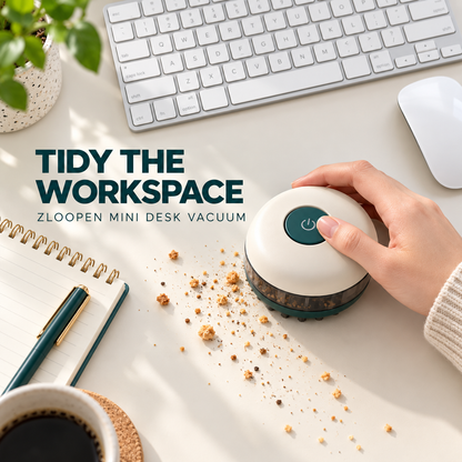 ZLOOPEN® Mini Desk Vacuum – Cordless Desktop Cleaner with Detachable Dust Cup