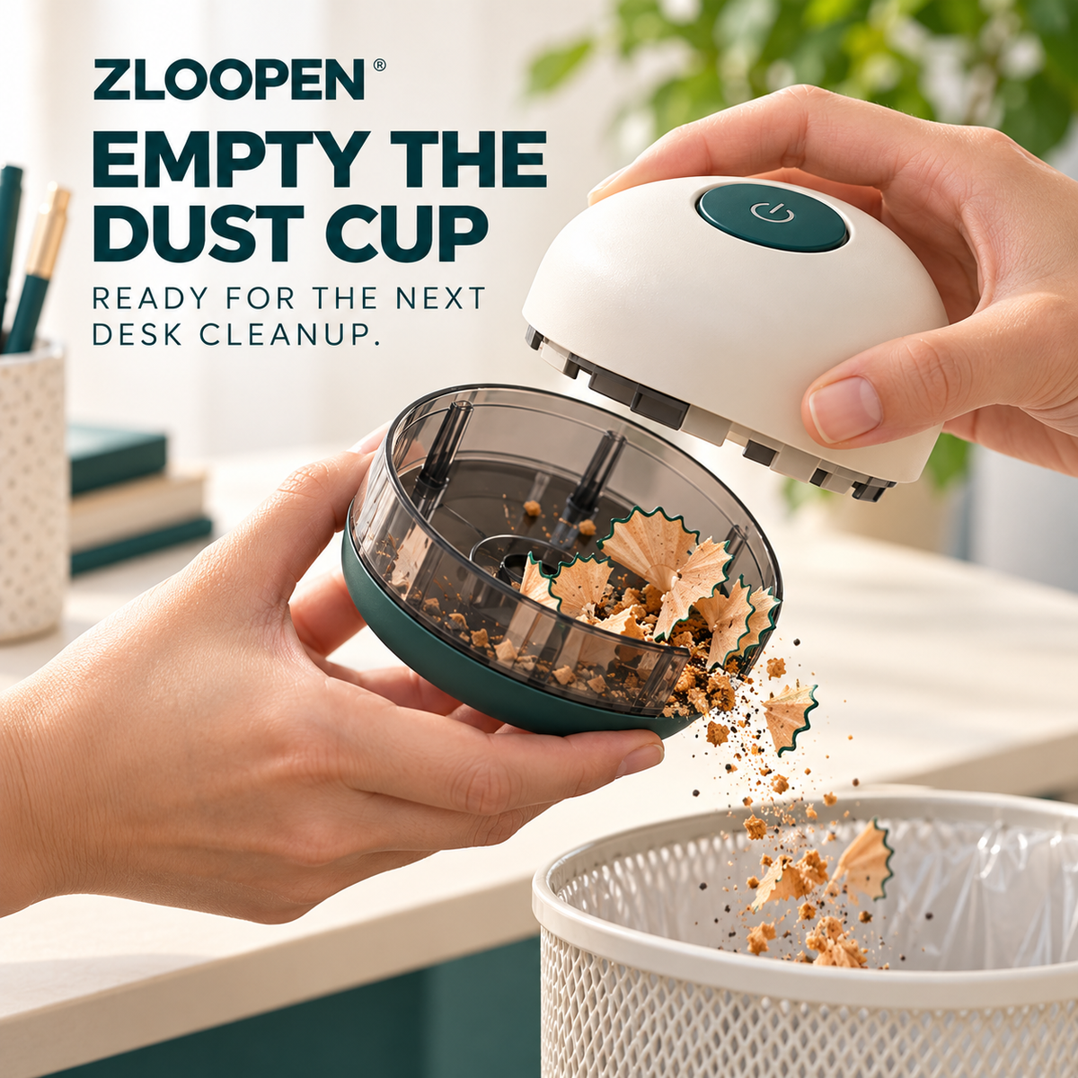 ZLOOPEN® Mini Desk Vacuum – Cordless Desktop Cleaner with Detachable Dust Cup