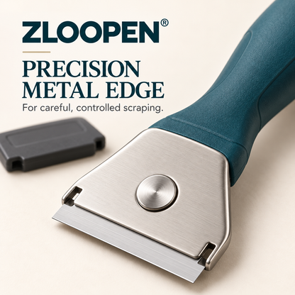 ZLOOPEN® Glass Cooktop Scraper – Metal Blade Cleaning Tool with Protective Cap