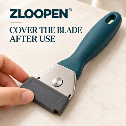 ZLOOPEN® Glass Cooktop Scraper – Metal Blade Cleaning Tool with Protective Cap