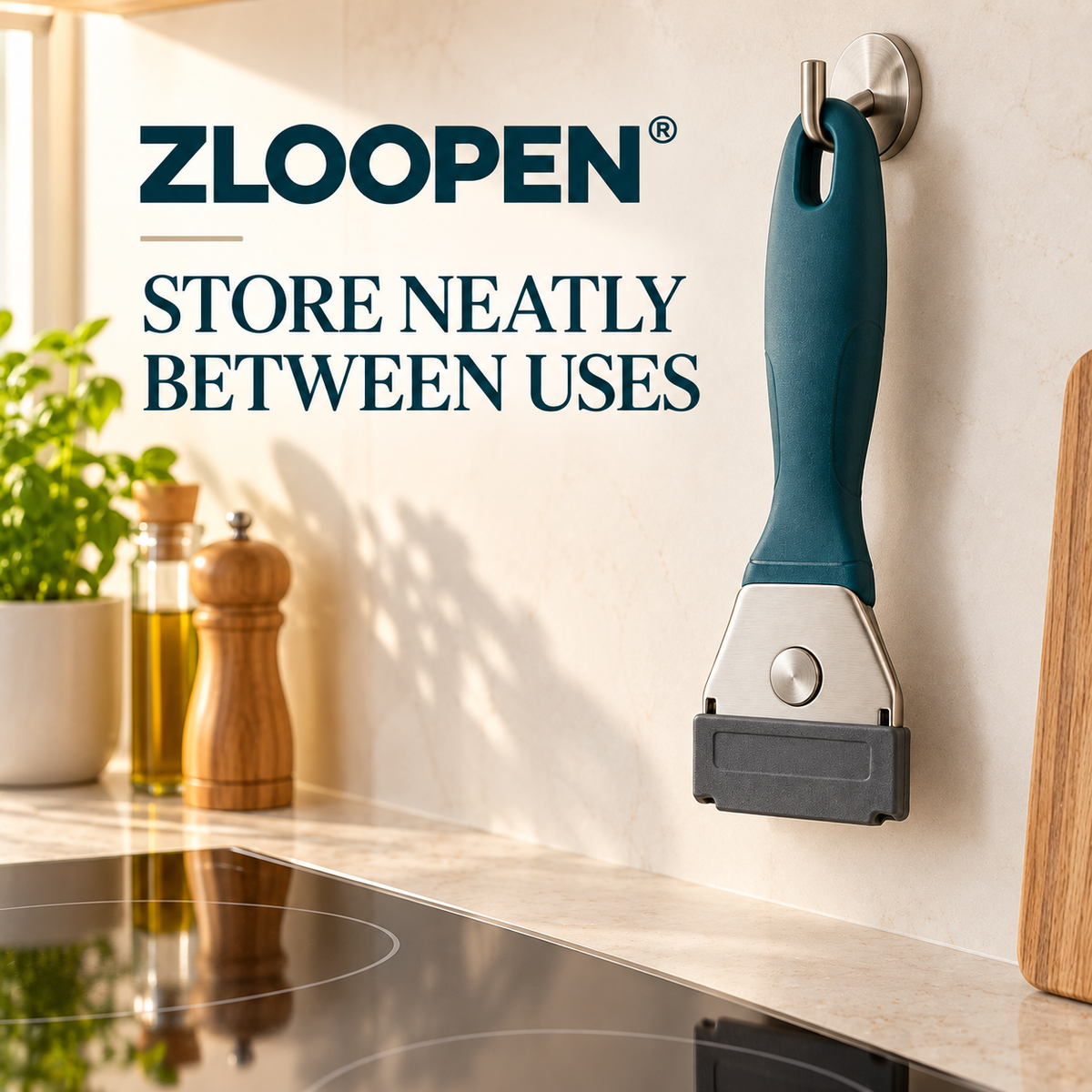 ZLOOPEN® Glass Cooktop Scraper – Metal Blade Cleaning Tool with Protective Cap