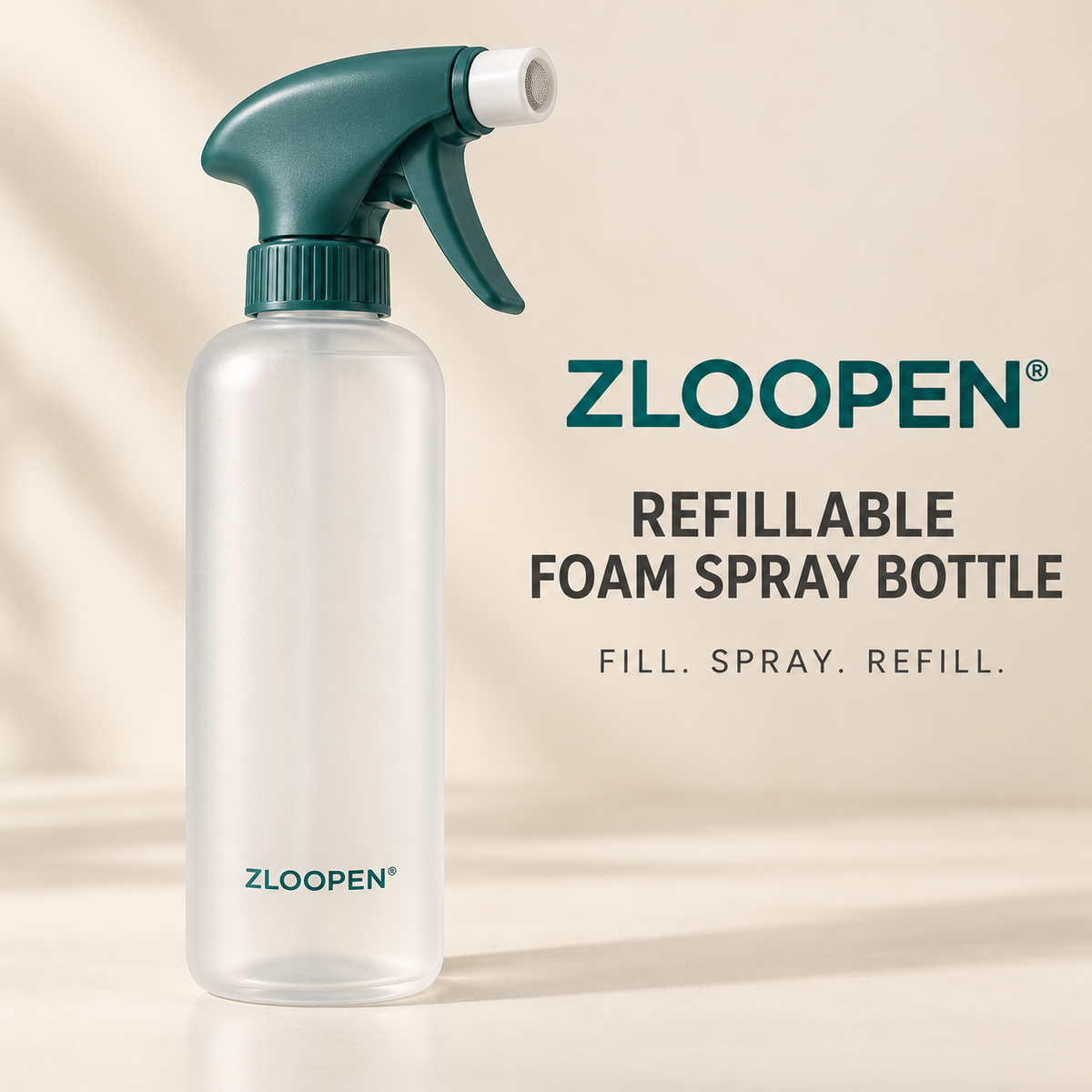 ZLOOPEN® Refillable Foam Spray Bottle – Trigger Sprayer with Mesh Nozzle